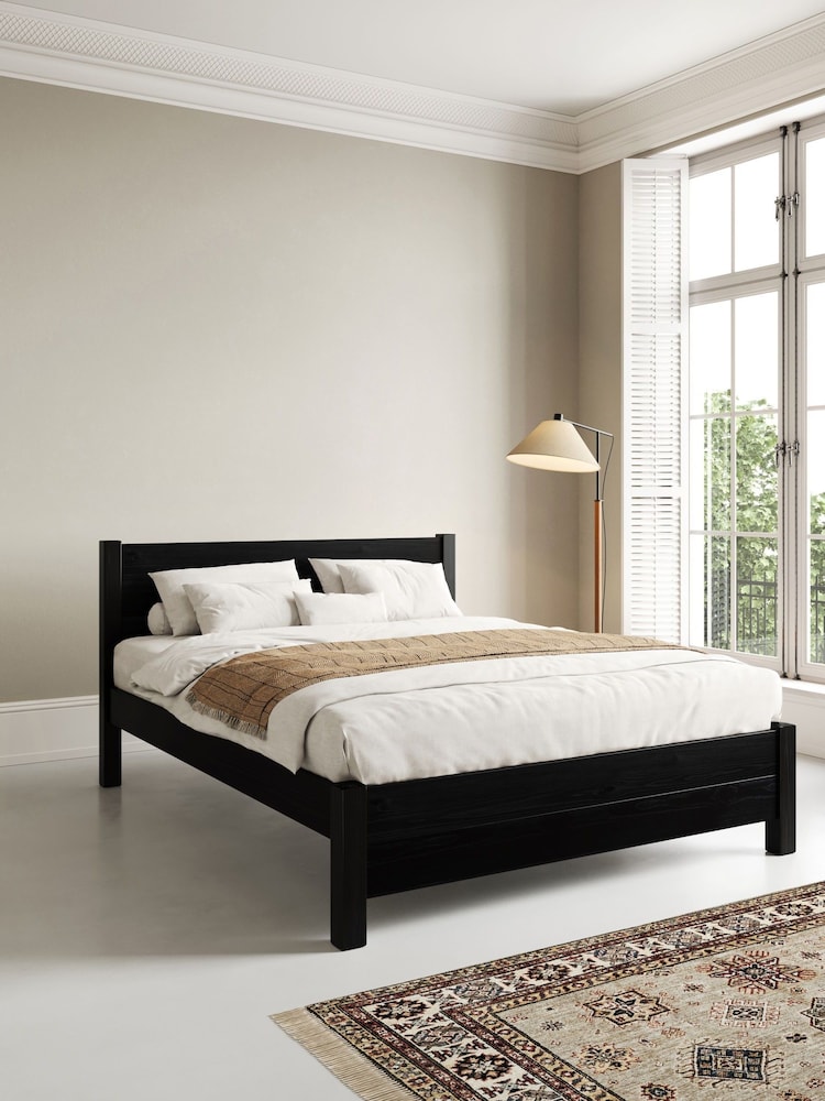 Get Laid Beds Black Oxford Solid Wood Square Leg Bed - Image 1 of 3
