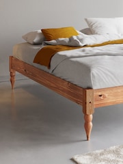 Get Laid Beds Tan Brown Platform Solid Wood Turned Leg Bed - Image 2 of 3
