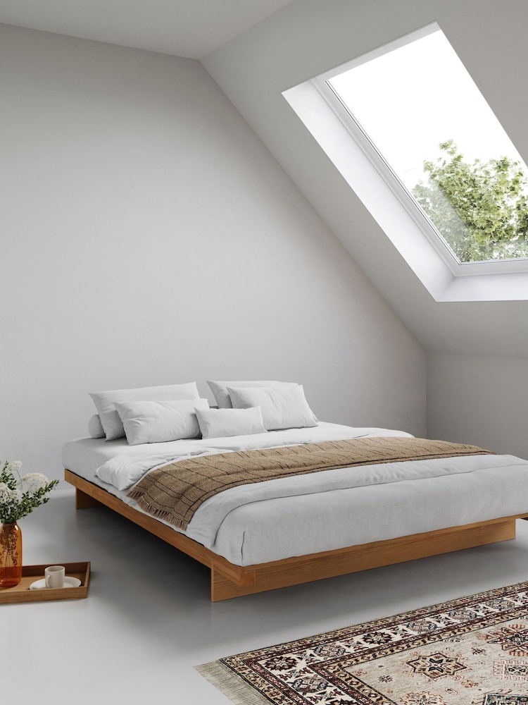 Get Laid Beds Natural Low Fuji Solid Wood Attic No Headboard Bed - Image 1 of 2