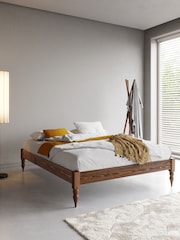 Get Laid Beds Brown Platform Solid Wood Turned Leg Bed - Image 1 of 3