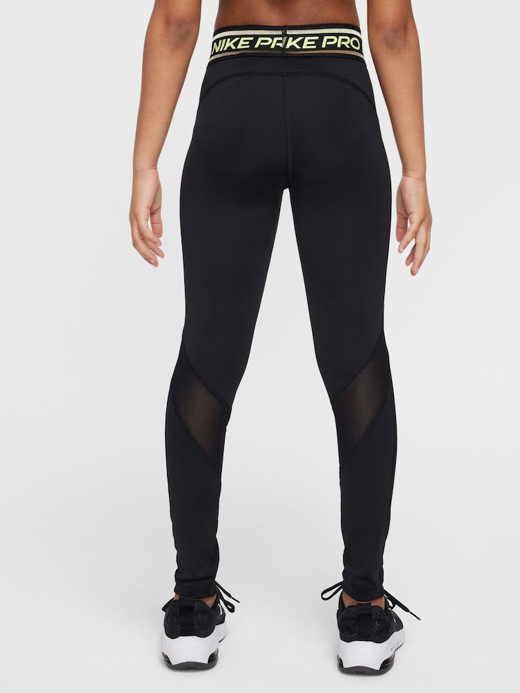 Nike Black Yellow Pro Leggings - Image 2 of 6