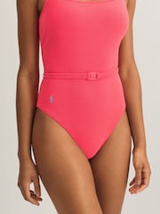 Polo Ralph Lauren Red Terry Towelling Belted Swimsuit - Image 5 of 5