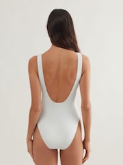 Polo Ralph Lauren White Zipper Scoop Swimsuit - Image 2 of 6