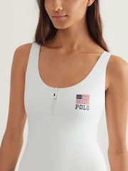Polo Ralph Lauren White Zipper Scoop Swimsuit - Image 6 of 6