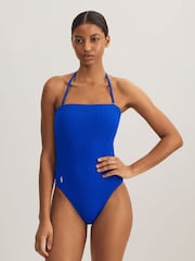 Polo Ralph Lauren Blue Textured Strapless Swimsuit - Image 6 of 7