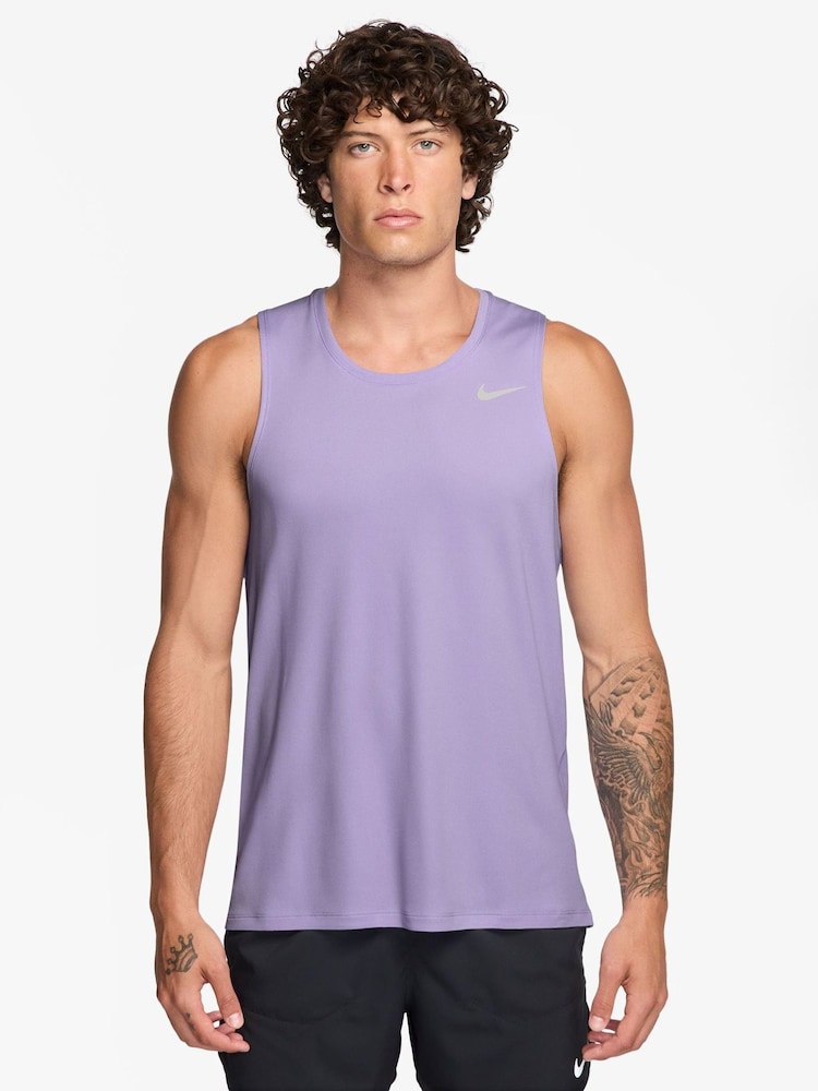 Nike Hydrangea Purple Grey Dri-FIT Miler Running Vest Top - Image 1 of 4
