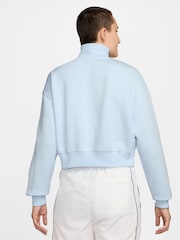 Nike Light Blue Tint Sportswear Phoenix Fleece Half Zip Cropped Sweatshirt - Image 2 of 3