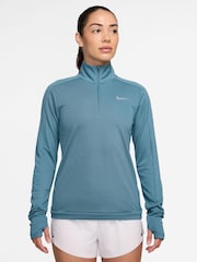 Дымчато-синий - Топ для бега с короткой молнией Nike Dri-FIT Pacer - Изображение 1 из 3