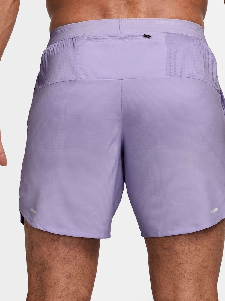 Nike Purple 7 Inch Dri-FIT Stride 5 Inch Running Shorts - Image 2 of 5 Nike Purple 7 Inch Dri-FIT Stride 5 Inch Running Shorts - Image 2 of 5