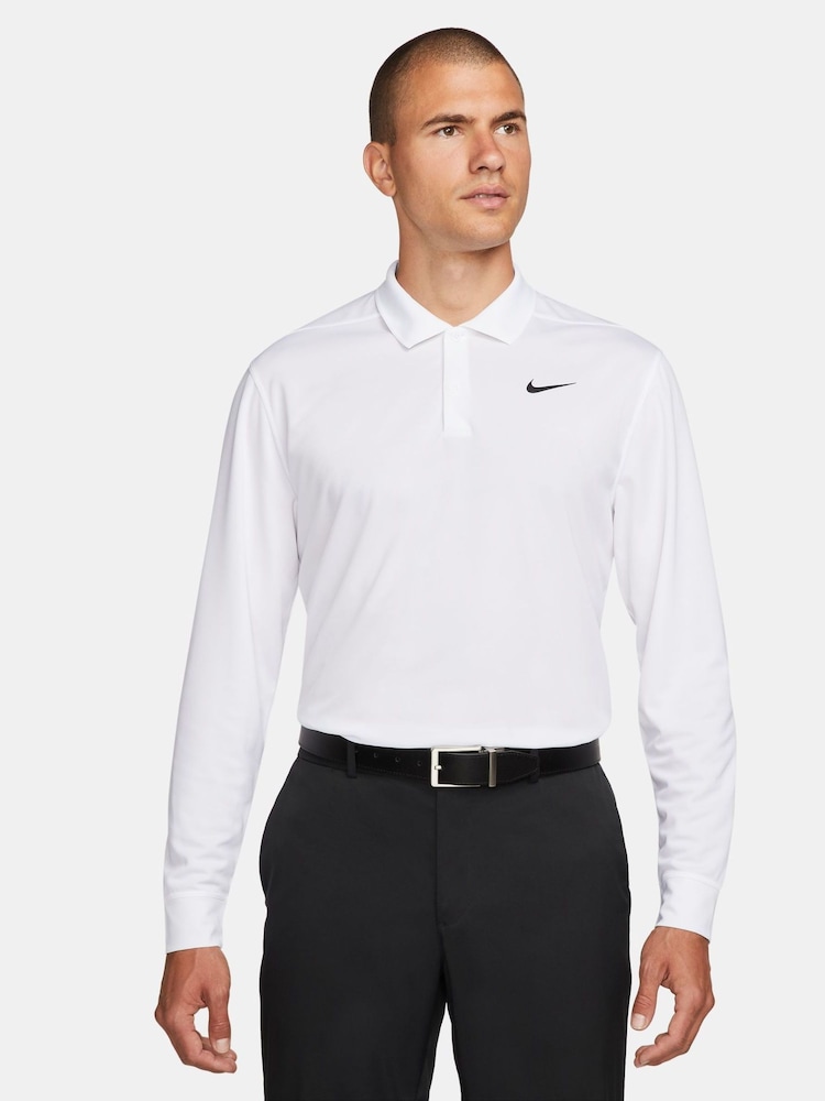Nike White Dri-FIT Victory Long-Sleeve Golf Polo Shirt - Image 1 of 4 Nike White Dri-FIT Victory Long-Sleeve Golf Polo Shirt - Image 1 of 4