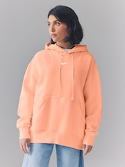 Nike Apricot Orange Oversized Sportswear Phoenix Fleece Mini Swoosh Pullover Hoodie - Image 1 of 4