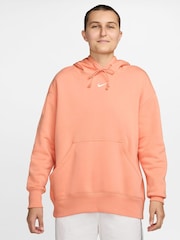 Nike Apricot Orange Oversized Sportswear Phoenix Fleece Mini Swoosh Pullover Hoodie - Image 2 of 4