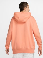 Nike Apricot Orange Oversized Sportswear Phoenix Fleece Mini Swoosh Pullover Hoodie - Image 3 of 4