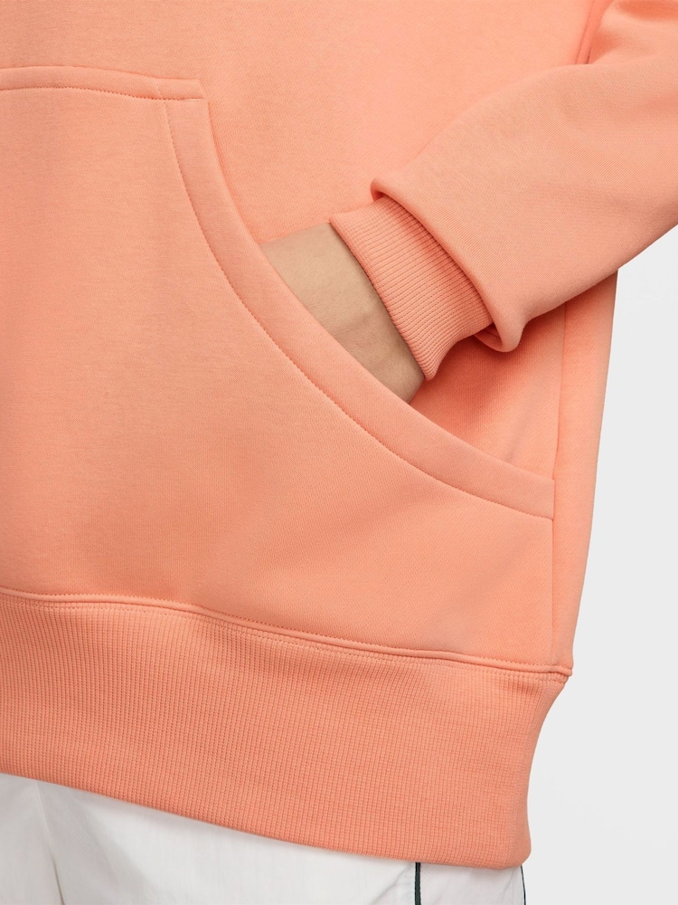 Nike Apricot Orange Oversized Sportswear Phoenix Fleece Mini Swoosh Pullover Hoodie - Image 4 of 4