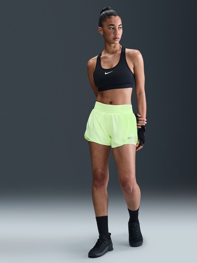 Nike Lime Green Dri-FIT One Mid Rise 3 Inch 2-In-1 Shorts - Image 1 of 6 Nike Lime Green Dri-FIT One Mid Rise 3 Inch 2-In-1 Shorts - Image 1 of 6