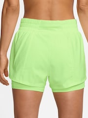 Nike Lime Green Dri-FIT One Mid Rise 3" 2-in-1 Shorts - Image 2 of 5