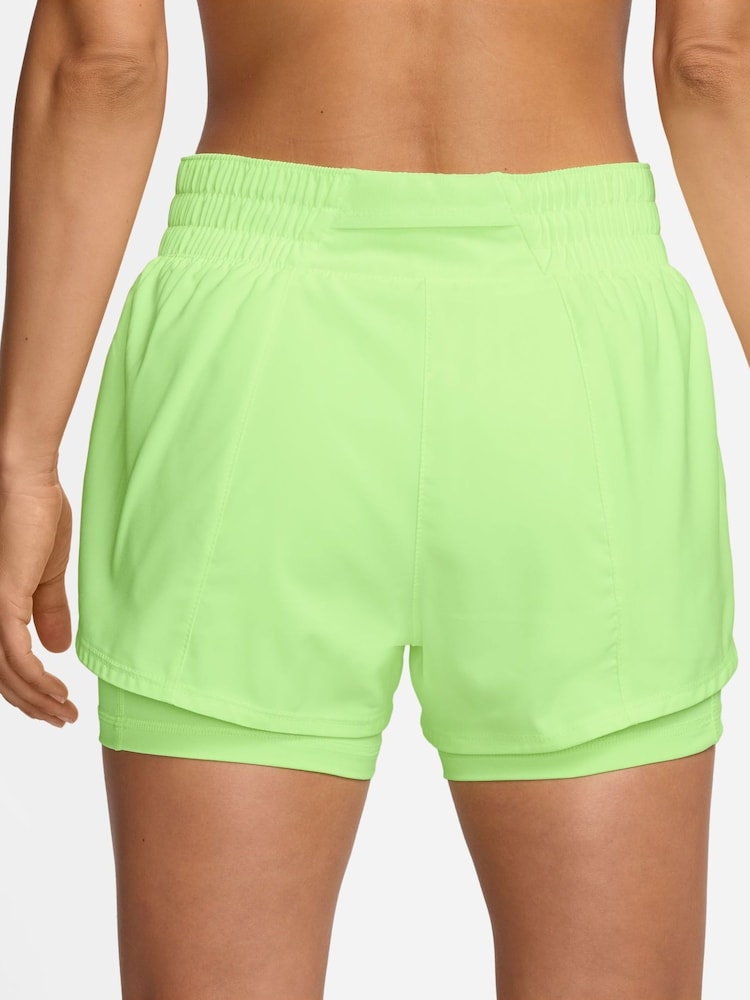 Nike Lime Green Dri-FIT One Mid Rise 3" 2-in-1 Shorts - Image 2 of 5