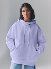 Nike Lilac Ice Oversized Sportswear Phoenix Fleece Mini Swoosh Pullover Hoodie - Image 1 of 4