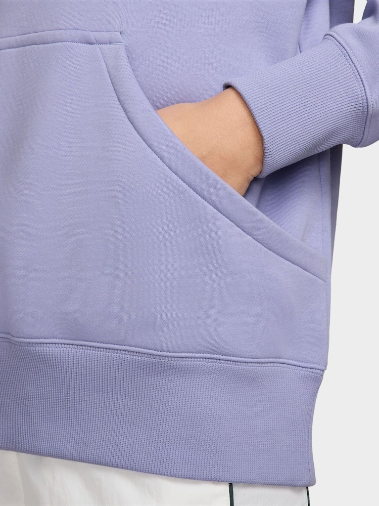 Nike Lilac Ice Oversized Sportswear Phoenix Fleece Mini Swoosh Pullover Hoodie - Image 4 of 4