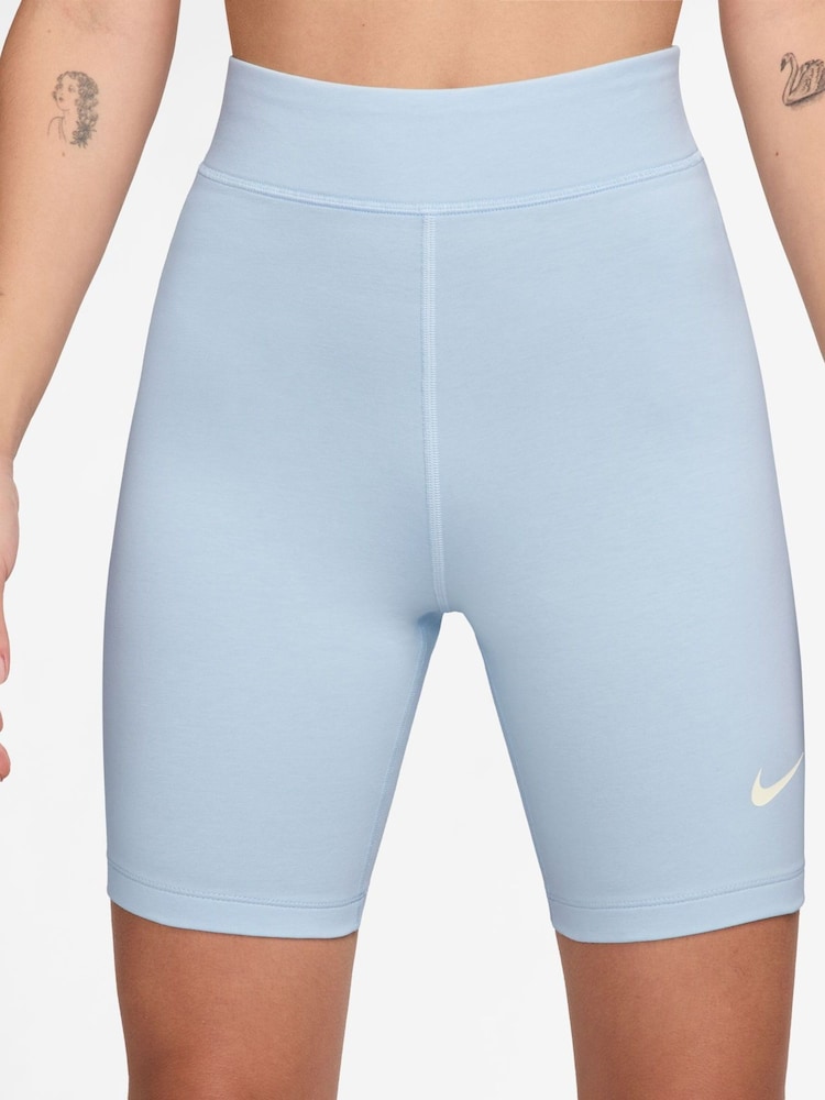 Nike Light Blue Tint High Waisted 8" Cycling Shorts - Image 1 of 4 Nike Light Blue Tint High Waisted 8" Cycling Shorts - Image 1 of 4