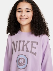 Nike Doll Lilac Boxy Varsity Crew Neck Sweatshirt - Image 3 of 3