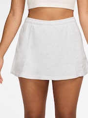 Nike Birch Heather White Sportswear Chill Terry Mid Rise French Terry Mini Skort - Image 1 of 4