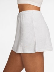 Nike Birch Heather White Sportswear Chill Terry Mid Rise French Terry Mini Skort - Image 3 of 4