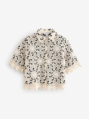 Black/Ecru N. Premium Crochet Lace Short Sleeve Shirt - Image 5 of 8
