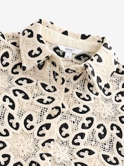 Black/Ecru N. Premium Crochet Lace Short Sleeve Shirt - Image 6 of 8