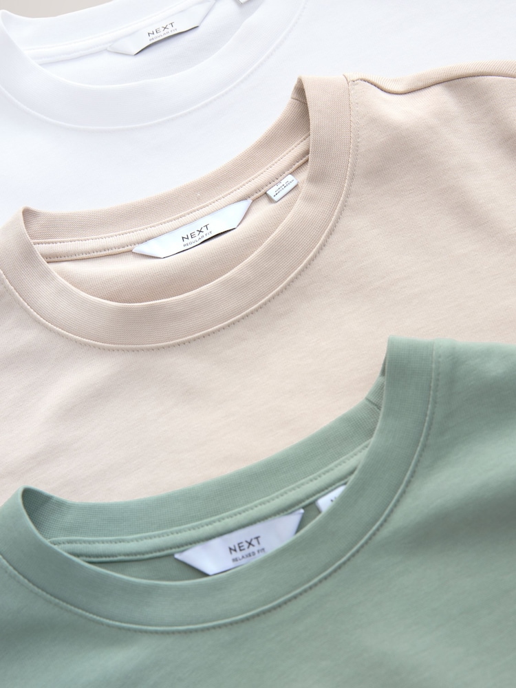 White/Green/Neutral Relaxed Fit Graphic Print Heavyweight 100% Cotton T-Shirt - Image 11 of 12