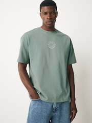 White/Green/Neutral - Футболка свободного кроя из 100% хлопка с принтом - Image 3 of 12