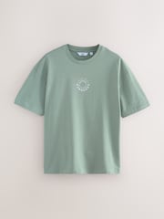 White/Green/Neutral - Футболка свободного кроя из 100% хлопка с принтом - Image 9 of 12
