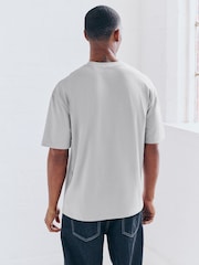 Ecru/Black/Grey Relaxed Fit Graphic Print Heavyweight 100% Cotton T-Shirt - Image 12 of 16