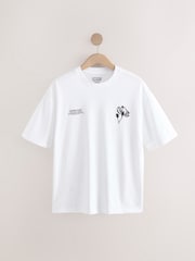Ecru/Black/Grey Relaxed Fit Graphic Print Heavyweight 100% Cotton T-Shirt - Image 2 of 16