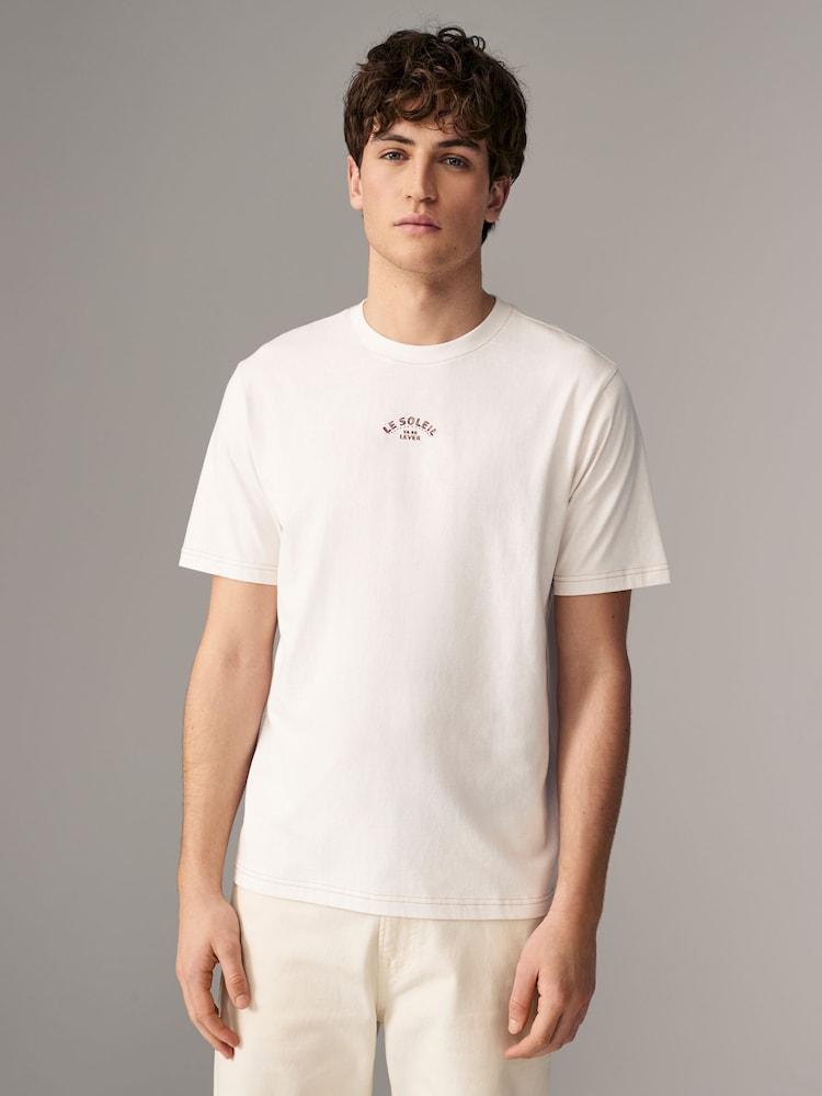 White/Blue/Brown Regular Fit Graphic 100% Cotton T-Shirts 3 Pack - Image 1 of 15