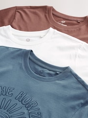 White/Blue/Brown Regular Fit Graphic 100% Cotton T-Shirts 3 Pack - Image 15 of 15