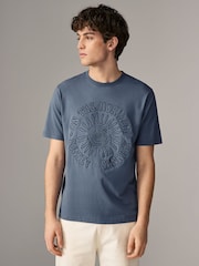 White/Blue/Brown Regular Fit Graphic 100% Cotton T-Shirts 3 Pack - Image 2 of 15