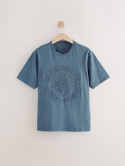 White/Blue/Brown Regular Fit Graphic 100% Cotton T-Shirts 3 Pack - Image 9 of 15