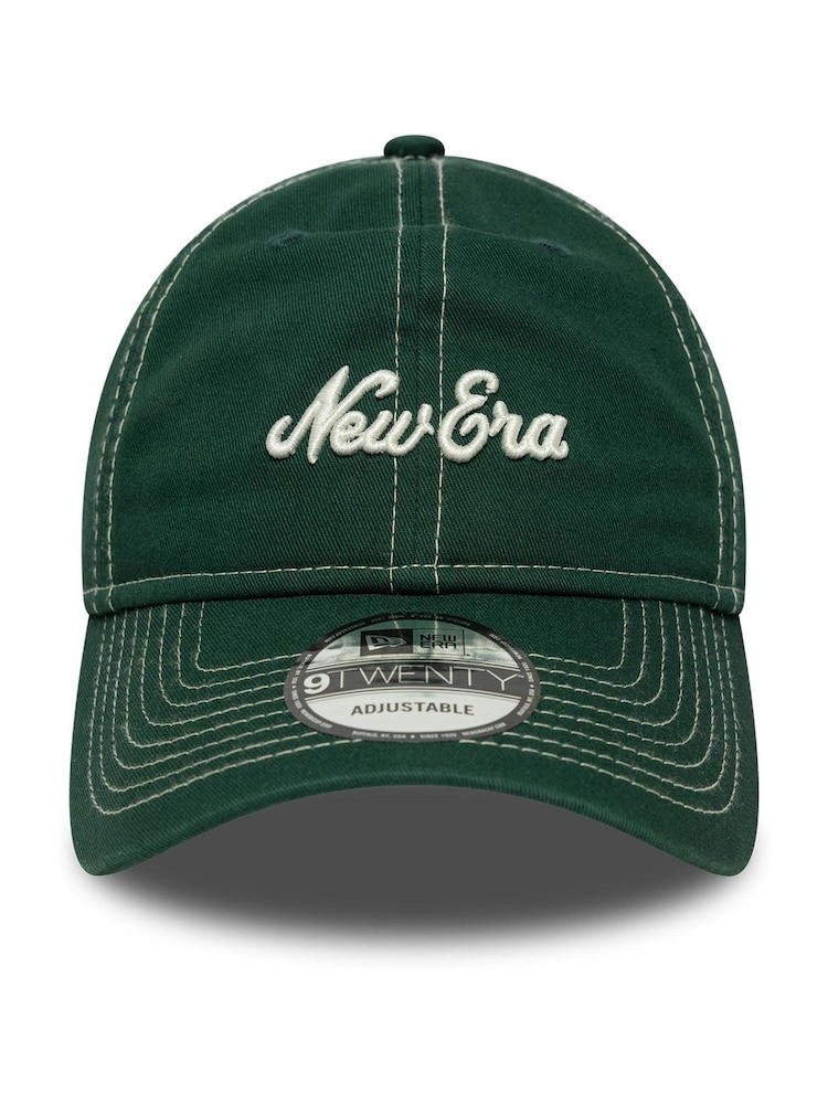 Темно-зеленая шапка из хлопка с контрастными строчками New Era 9Twenty 100% - Изображение 1 из 5