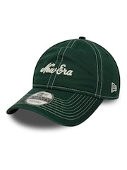 Темно-зеленая шапка из хлопка с контрастными строчками New Era 9Twenty 100% - Изображение 4 из 5