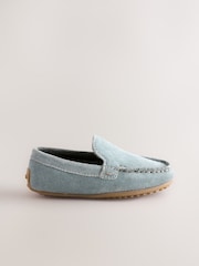 Blue Wide Fit (G) Suede Slip-Ons Loafers Shoes - Image 3 of 6