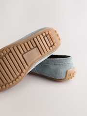 Blue Wide Fit (G) Suede Slip-Ons Loafers Shoes - Image 5 of 6