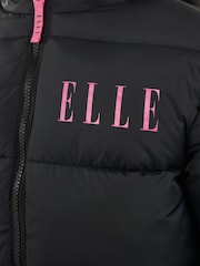Elle Junior Girls Longline Puffer Black Jacket - Image 5 of 6
