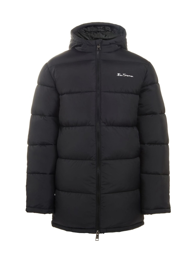 Ben Sherman Boys Longline Puffer Black Jacket - Image 1 of 6