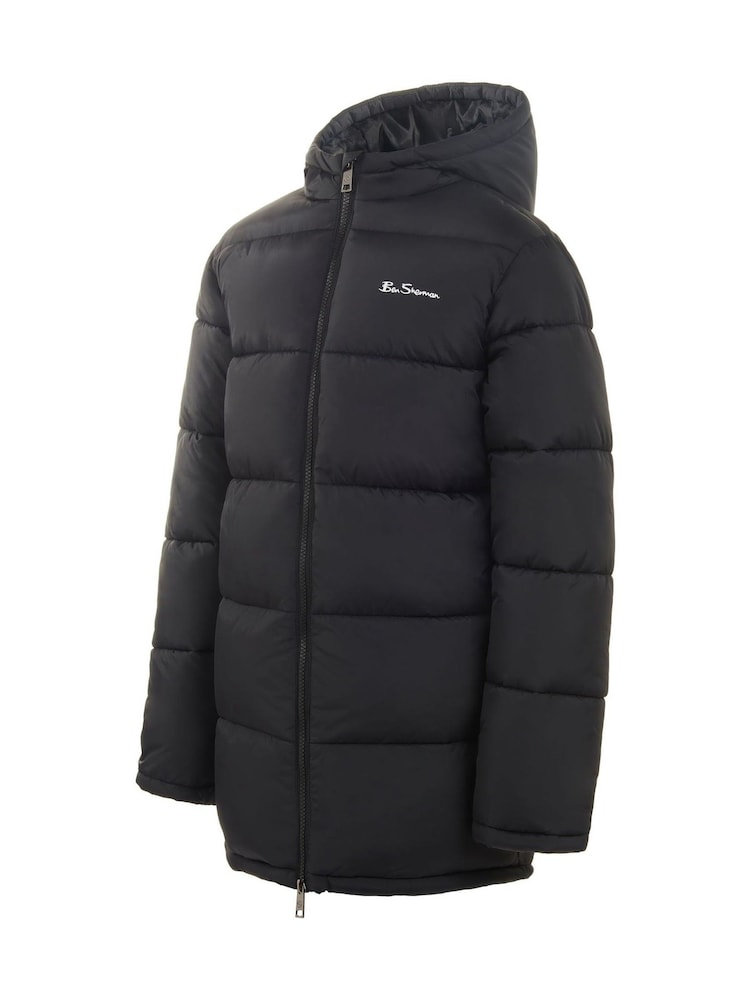 Ben Sherman Boys Longline Puffer Black Jacket - Image 2 of 6