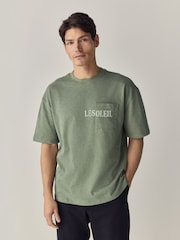 flambé Vert - Coupe ample - T-shirt épais imprimé graphique - Image 1 de 9