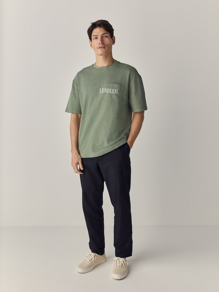 flambé Vert - Coupe ample - T-shirt épais imprimé graphique - Image 2 of 9