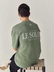 flambé Vert - Coupe ample - T-shirt épais imprimé graphique - Image 3 de 9