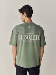 flambé Vert - Coupe ample - T-shirt épais imprimé graphique - Image 4 de 9