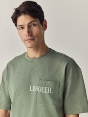 flambé Vert - Coupe ample - T-shirt épais imprimé graphique - Image 5 de 9